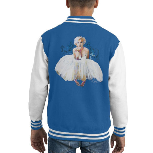 Sidney Maurer Original Portrait Of Marilyn Monroe White Dress Kids Varsity Jacket - Kids Boys Varsity Jacket