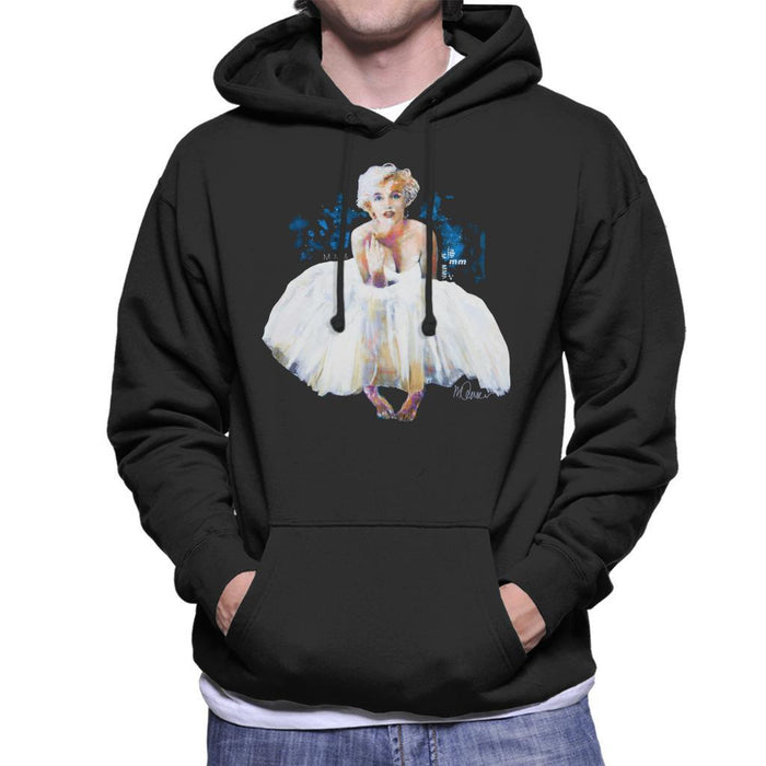 Sidney Maurer Original Portrait Of Marilyn Monroe White Dress Mens Hooded Sweatshirt - Mens Hooded Sweatshirt