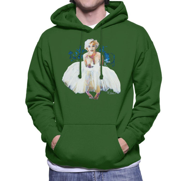 Sidney Maurer Original Portrait Of Marilyn Monroe White Dress Mens Hooded Sweatshirt - Mens Hooded Sweatshirt