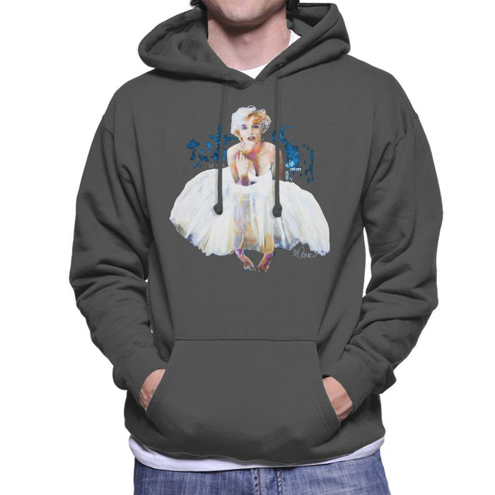 Sidney Maurer Original Portrait Of Marilyn Monroe White Dress Mens Hooded Sweatshirt - Mens Hooded Sweatshirt