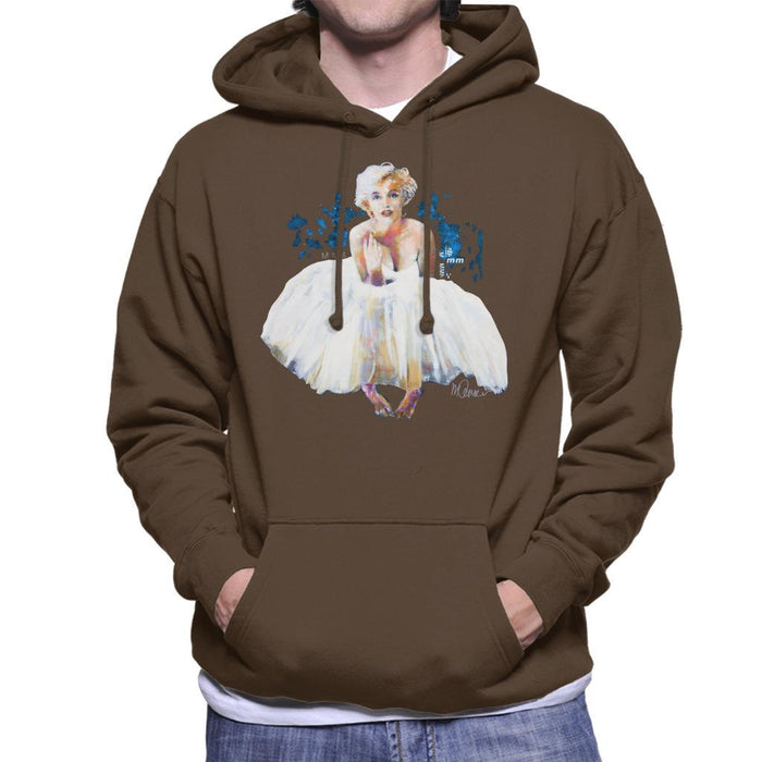 Sidney Maurer Original Portrait Of Marilyn Monroe White Dress Mens Hooded Sweatshirt - Mens Hooded Sweatshirt
