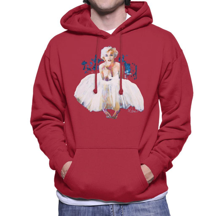 Sidney Maurer Original Portrait Of Marilyn Monroe White Dress Mens Hooded Sweatshirt - Mens Hooded Sweatshirt