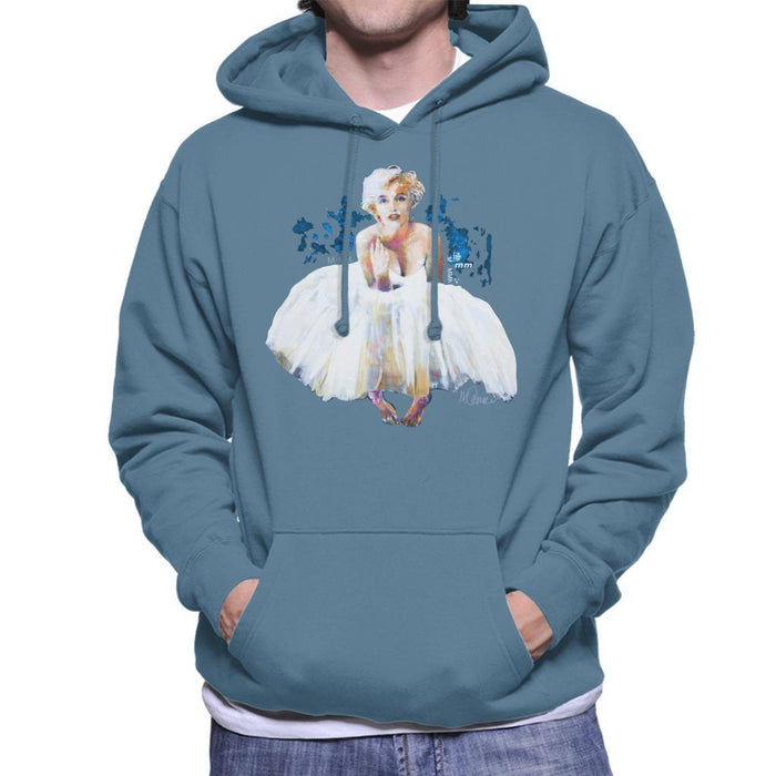 Sidney Maurer Original Portrait Of Marilyn Monroe White Dress Mens Hooded Sweatshirt - Mens Hooded Sweatshirt