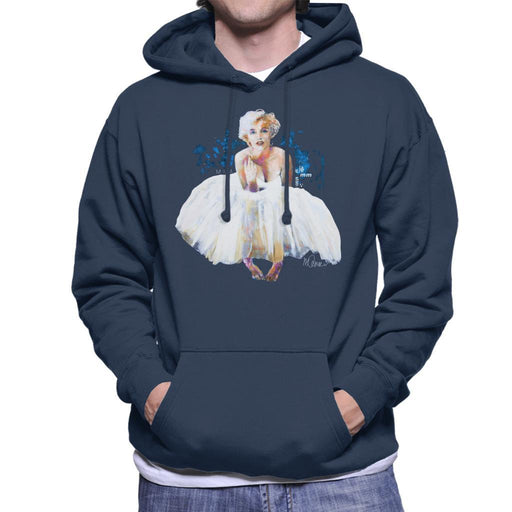 Sidney Maurer Original Portrait Of Marilyn Monroe White Dress Mens Hooded Sweatshirt - Mens Hooded Sweatshirt