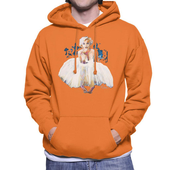 Sidney Maurer Original Portrait Of Marilyn Monroe White Dress Mens Hooded Sweatshirt - Mens Hooded Sweatshirt