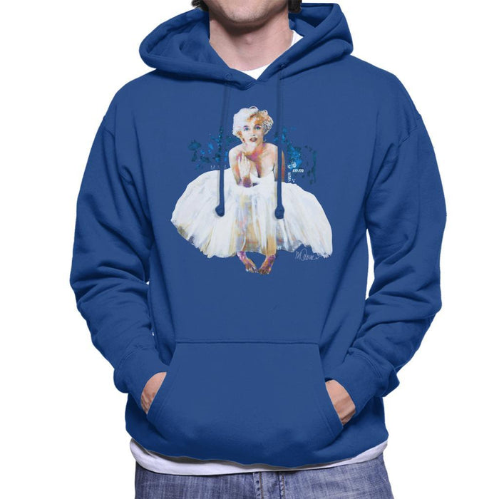 Sidney Maurer Original Portrait Of Marilyn Monroe White Dress Mens Hooded Sweatshirt - Mens Hooded Sweatshirt