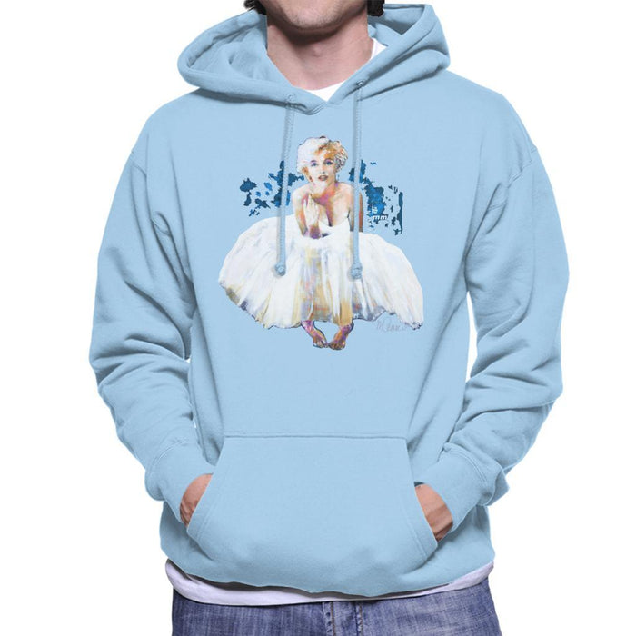 Sidney Maurer Original Portrait Of Marilyn Monroe White Dress Mens Hooded Sweatshirt - Mens Hooded Sweatshirt