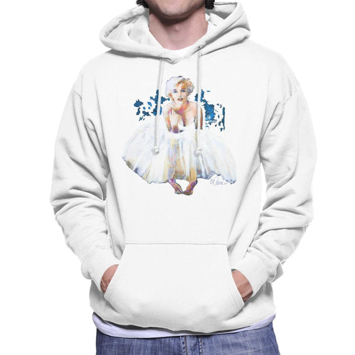 Sidney Maurer Original Portrait Of Marilyn Monroe White Dress Mens Hooded Sweatshirt - Mens Hooded Sweatshirt