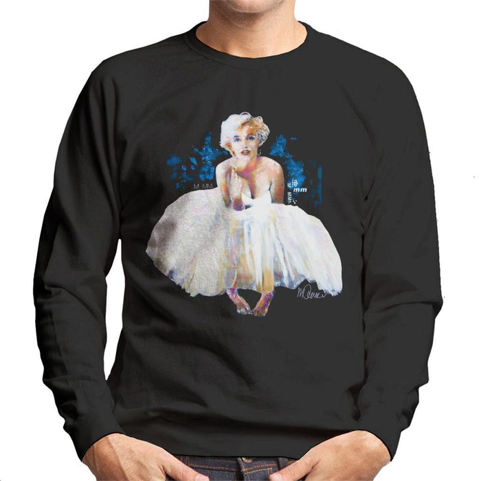Sidney Maurer Original Portrait Of Marilyn Monroe White Dress Mens Sweatshirt - Mens Sweatshirt