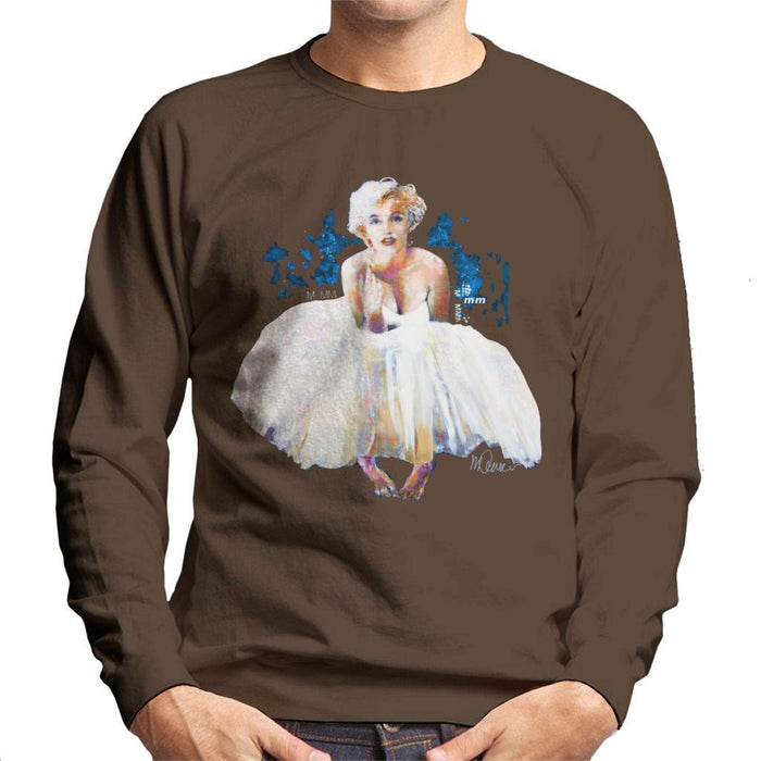 Sidney Maurer Original Portrait Of Marilyn Monroe White Dress Mens Sweatshirt - Mens Sweatshirt