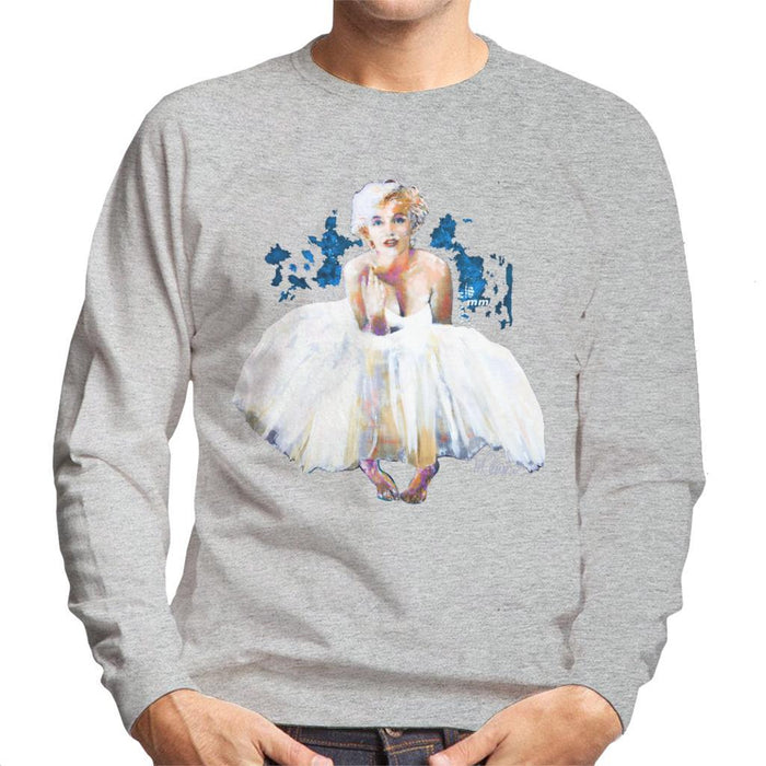 Sidney Maurer Original Portrait Of Marilyn Monroe White Dress Mens Sweatshirt - Mens Sweatshirt