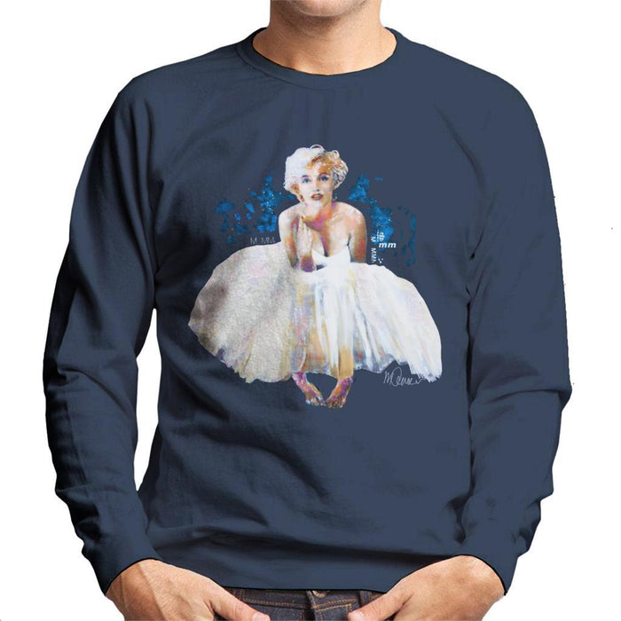 Sidney Maurer Original Portrait Of Marilyn Monroe White Dress Mens Sweatshirt - Mens Sweatshirt