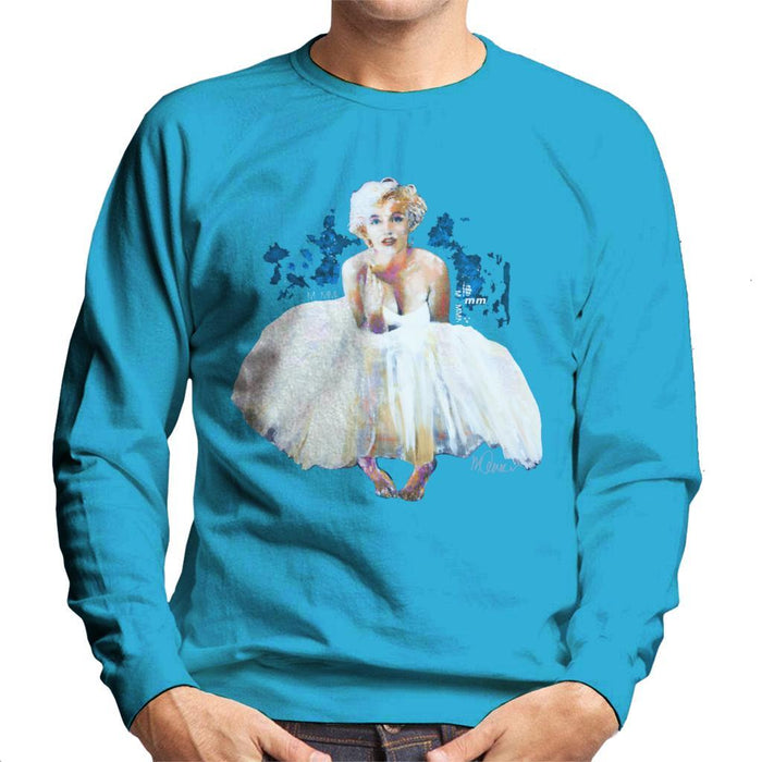 Sidney Maurer Original Portrait Of Marilyn Monroe White Dress Mens Sweatshirt - Mens Sweatshirt