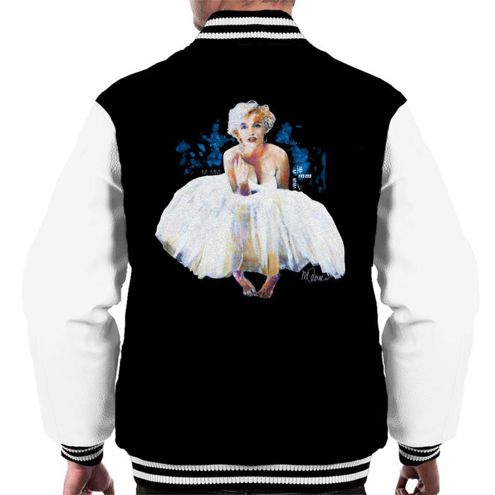 Sidney Maurer Original Portrait Of Marilyn Monroe White Dress Mens Varsity Jacket - Mens Varsity Jacket