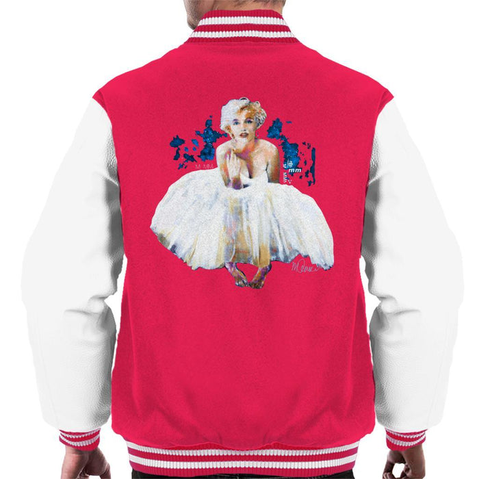 Sidney Maurer Original Portrait Of Marilyn Monroe White Dress Mens Varsity Jacket - Mens Varsity Jacket