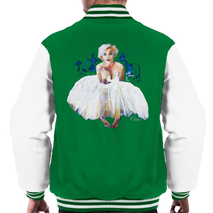 Sidney Maurer Original Portrait Of Marilyn Monroe White Dress Mens Varsity Jacket - Mens Varsity Jacket