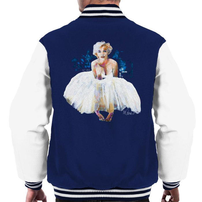Sidney Maurer Original Portrait Of Marilyn Monroe White Dress Mens Varsity Jacket - Mens Varsity Jacket
