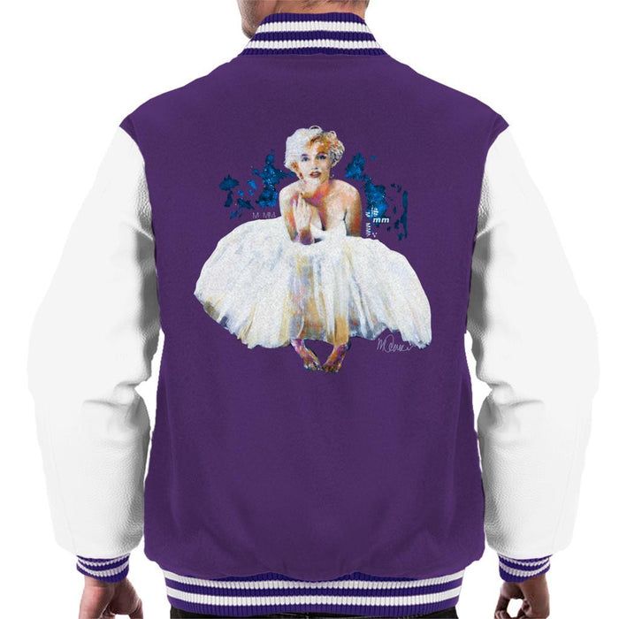 Sidney Maurer Original Portrait Of Marilyn Monroe White Dress Mens Varsity Jacket - Mens Varsity Jacket