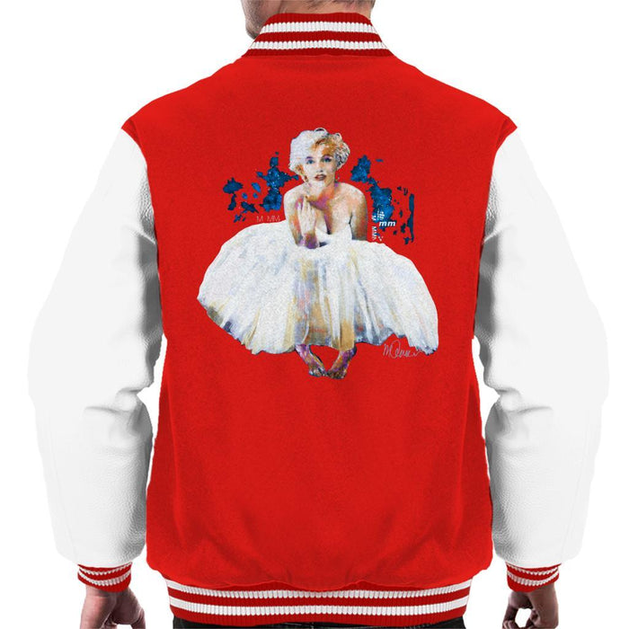 Sidney Maurer Original Portrait Of Marilyn Monroe White Dress Mens Varsity Jacket - Mens Varsity Jacket