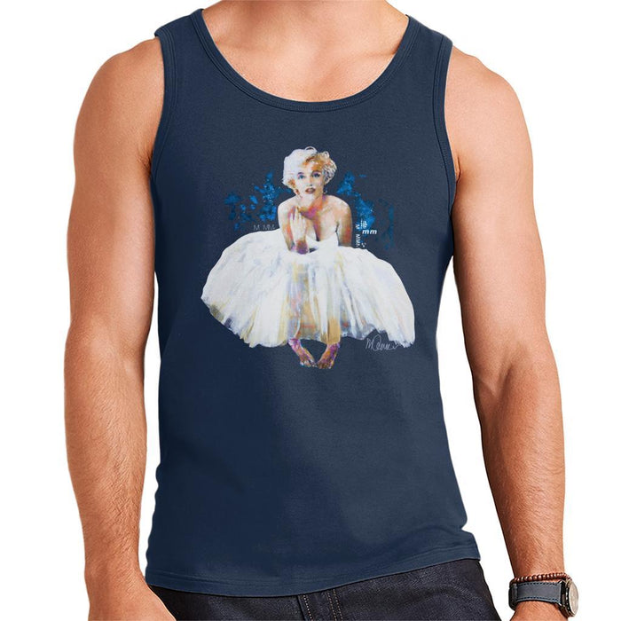 Sidney Maurer Original Portrait Of Marilyn Monroe White Dress Mens Vest - Small / Navy Blue - Mens Vest