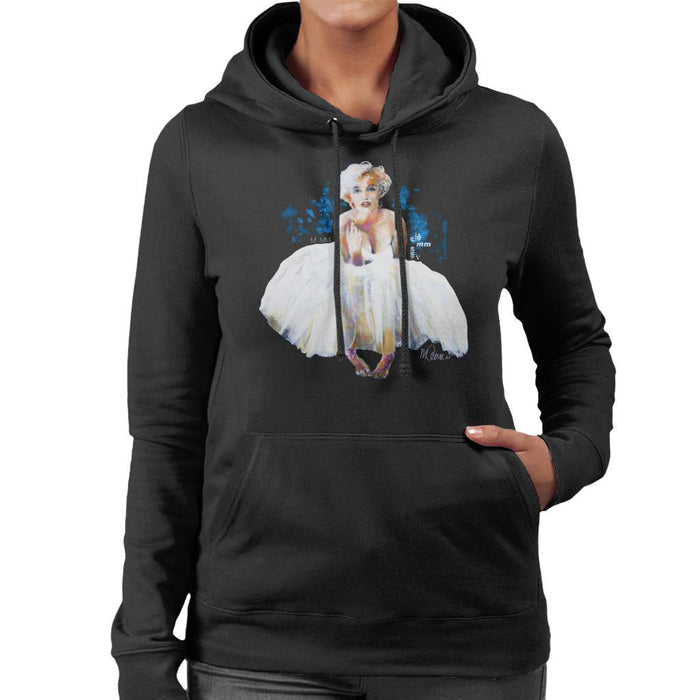 Sidney Maurer Original Portrait Of Marilyn Monroe White Dress Womens Hooded Sweatshirt - Womens Hooded Sweatshirt