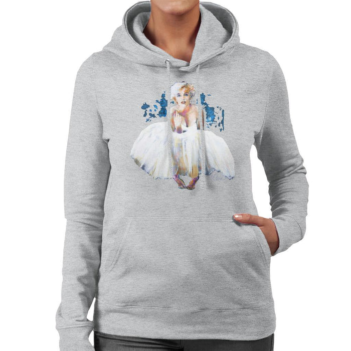 Sidney Maurer Original Portrait Of Marilyn Monroe White Dress Womens Hooded Sweatshirt - Womens Hooded Sweatshirt
