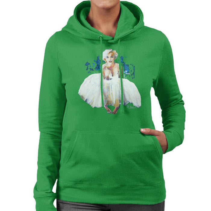 Sidney Maurer Original Portrait Of Marilyn Monroe White Dress Womens Hooded Sweatshirt - Womens Hooded Sweatshirt