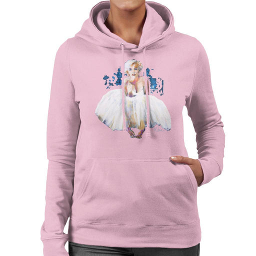 Sidney Maurer Original Portrait Of Marilyn Monroe White Dress Womens Hooded Sweatshirt - Womens Hooded Sweatshirt