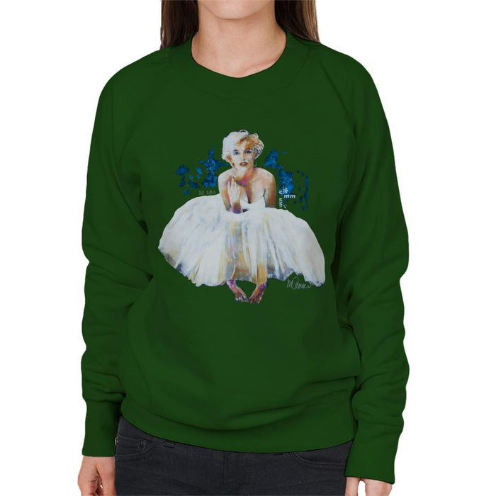 Sidney Maurer Original Portrait Of Marilyn Monroe White Dress Womens Sweatshirt - Womens Sweatshirt