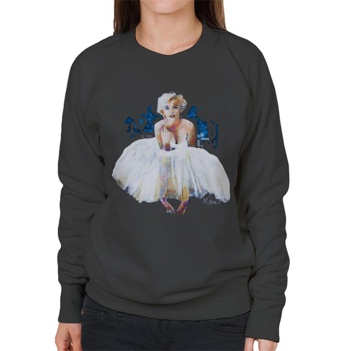 Sidney Maurer Original Portrait Of Marilyn Monroe White Dress Womens Sweatshirt - Womens Sweatshirt