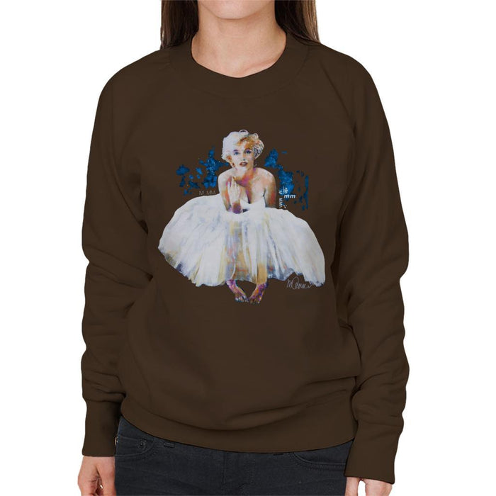Sidney Maurer Original Portrait Of Marilyn Monroe White Dress Womens Sweatshirt - Womens Sweatshirt