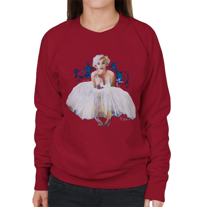 Sidney Maurer Original Portrait Of Marilyn Monroe White Dress Womens Sweatshirt - Womens Sweatshirt