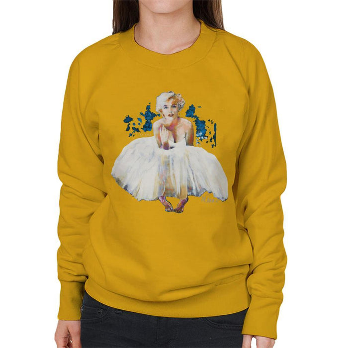 Sidney Maurer Original Portrait Of Marilyn Monroe White Dress Womens Sweatshirt - Womens Sweatshirt