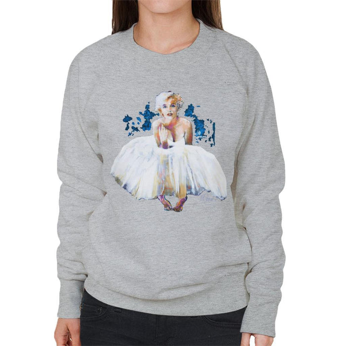 Sidney Maurer Original Portrait Of Marilyn Monroe White Dress Womens Sweatshirt - Womens Sweatshirt