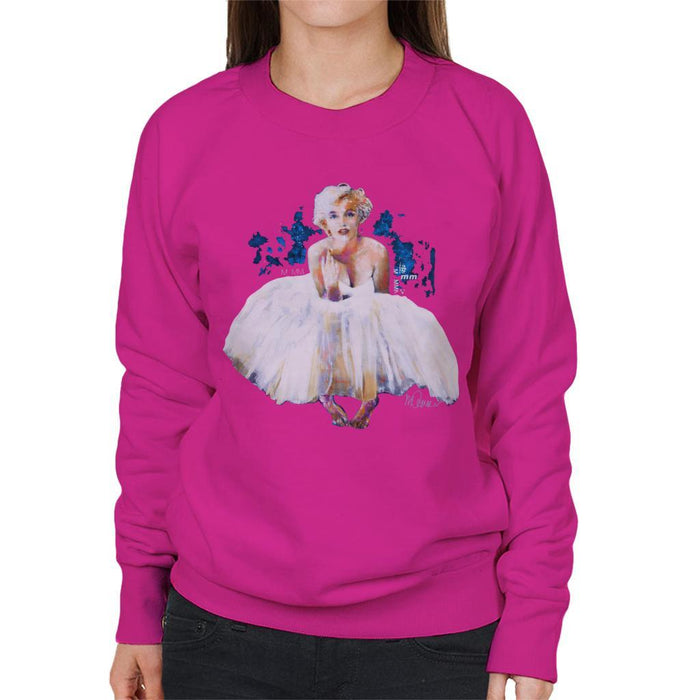 Sidney Maurer Original Portrait Of Marilyn Monroe White Dress Womens Sweatshirt - Womens Sweatshirt