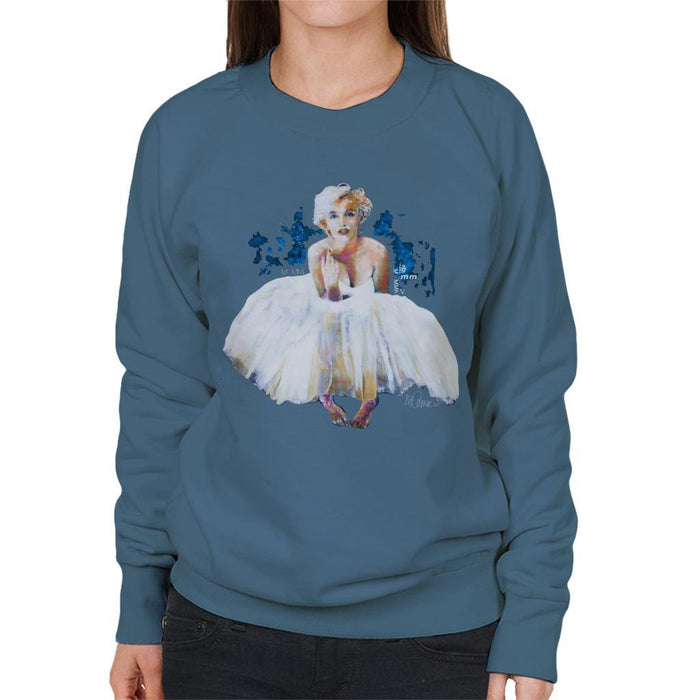 Sidney Maurer Original Portrait Of Marilyn Monroe White Dress Womens Sweatshirt - Womens Sweatshirt