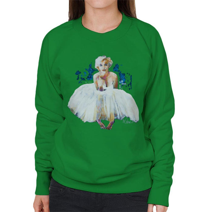 Sidney Maurer Original Portrait Of Marilyn Monroe White Dress Womens Sweatshirt - Womens Sweatshirt