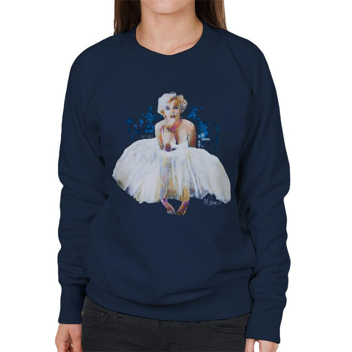 Sidney Maurer Original Portrait Of Marilyn Monroe White Dress Womens Sweatshirt - Womens Sweatshirt
