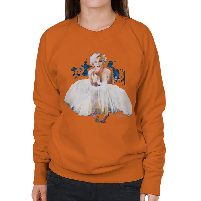 Sidney Maurer Original Portrait Of Marilyn Monroe White Dress Womens Sweatshirt - Womens Sweatshirt