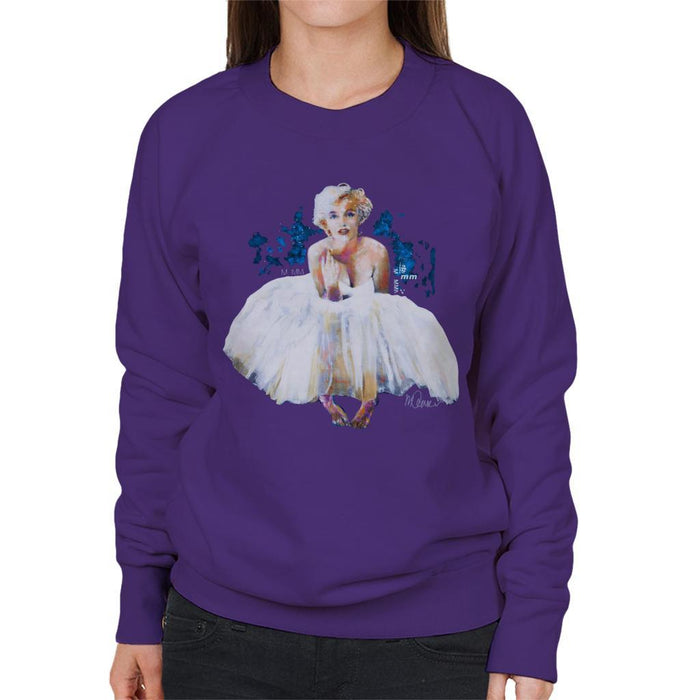 Sidney Maurer Original Portrait Of Marilyn Monroe White Dress Womens Sweatshirt - Womens Sweatshirt