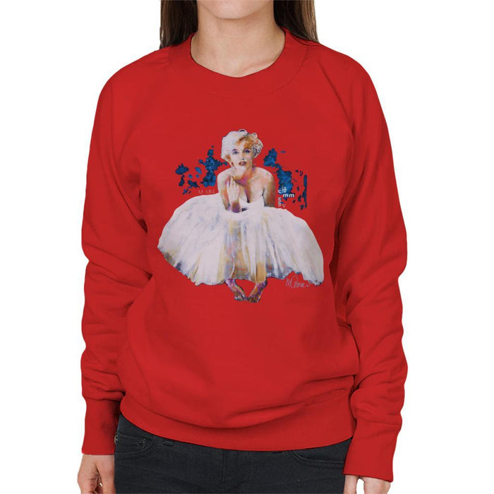 Sidney Maurer Original Portrait Of Marilyn Monroe White Dress Womens Sweatshirt - Womens Sweatshirt