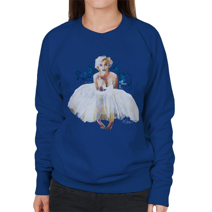 Sidney Maurer Original Portrait Of Marilyn Monroe White Dress Womens Sweatshirt - Womens Sweatshirt