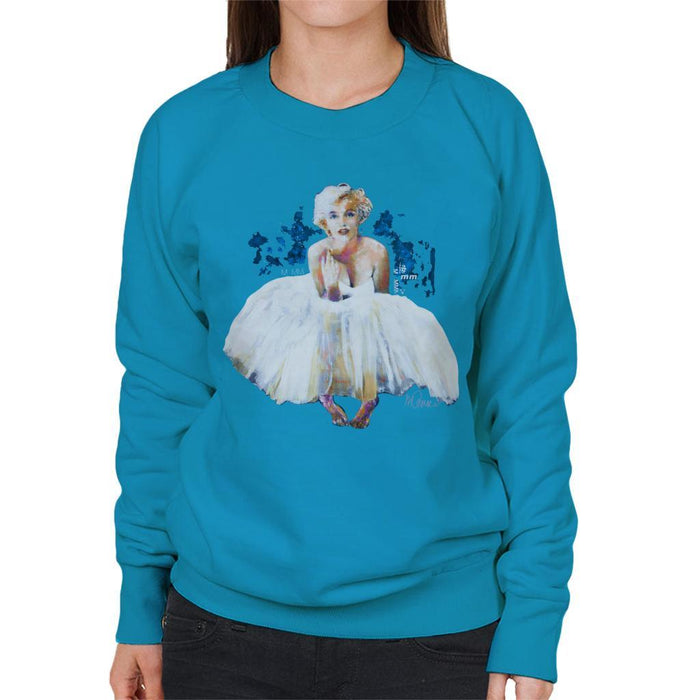 Sidney Maurer Original Portrait Of Marilyn Monroe White Dress Womens Sweatshirt - Womens Sweatshirt