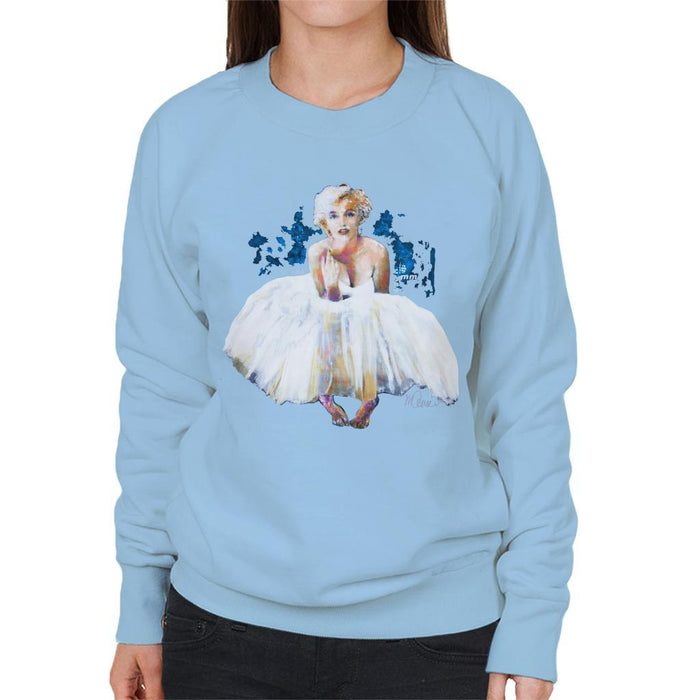 Sidney Maurer Original Portrait Of Marilyn Monroe White Dress Womens Sweatshirt - Womens Sweatshirt