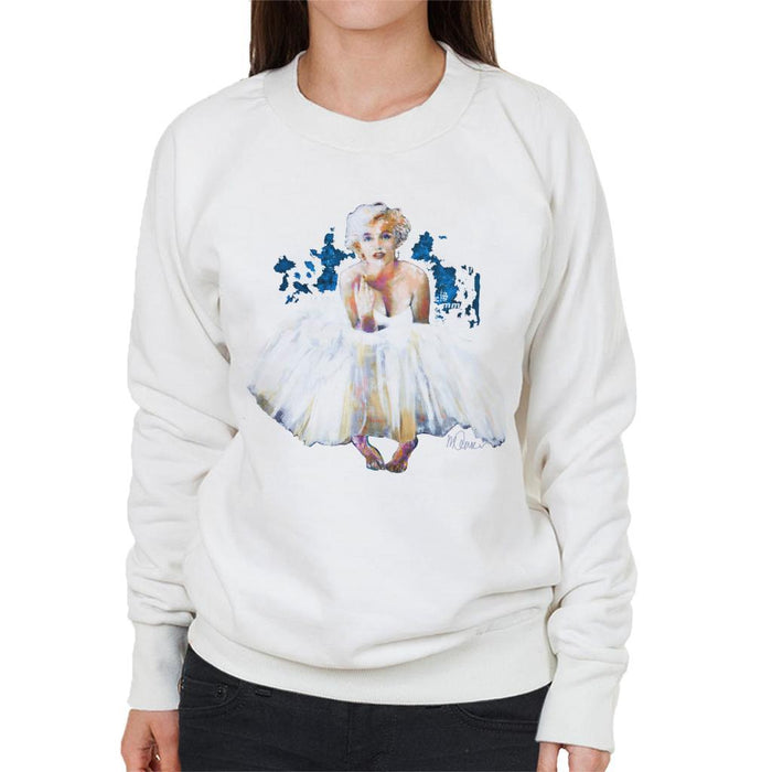 Sidney Maurer Original Portrait Of Marilyn Monroe White Dress Womens Sweatshirt - Womens Sweatshirt