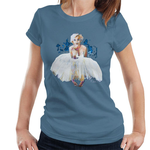 Sidney Maurer Original Portrait Of Marilyn Monroe White Dress Womens T-Shirt - Womens T-Shirt