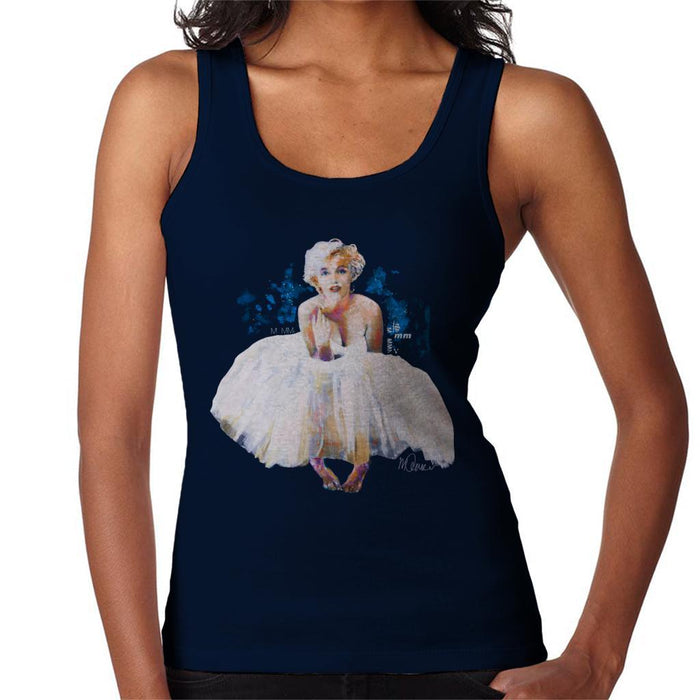 Sidney Maurer Original Portrait Of Marilyn Monroe White Dress Womens Vest - Small / Navy Blue - Womens Vest