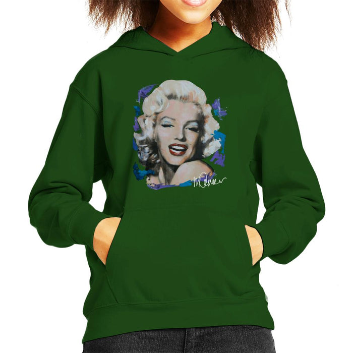 Sidney Maurer Original Portrait Of Marilyn Monroe Red Lips Kid's Hooded Sweatshirt