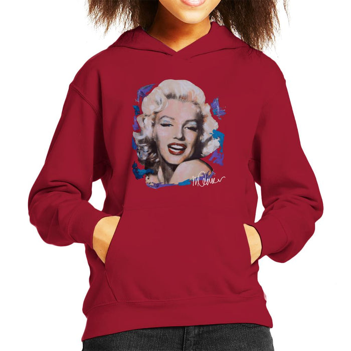 Sidney Maurer Original Portrait Of Marilyn Monroe Red Lips Kid's Hooded Sweatshirt
