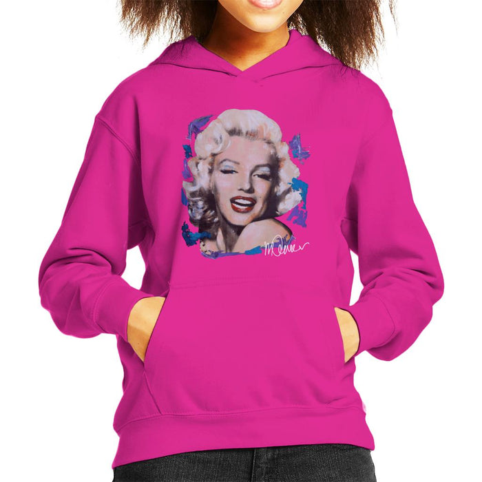 Sidney Maurer Original Portrait Of Marilyn Monroe Red Lips Kid's Hooded Sweatshirt